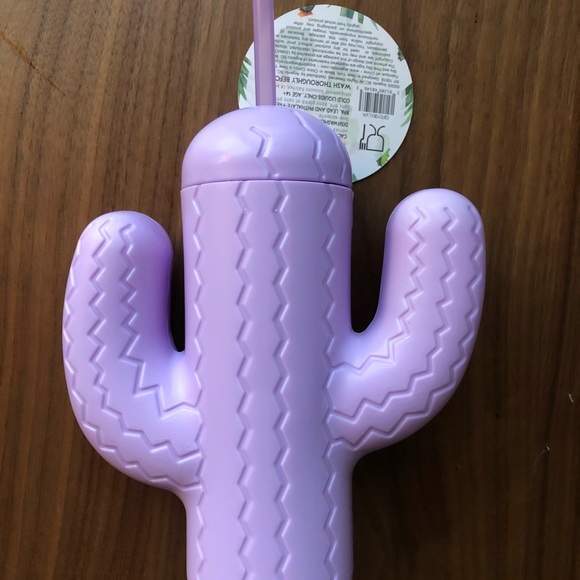NWT Purple cactus drinking cup with straw - Picture 3 of 5